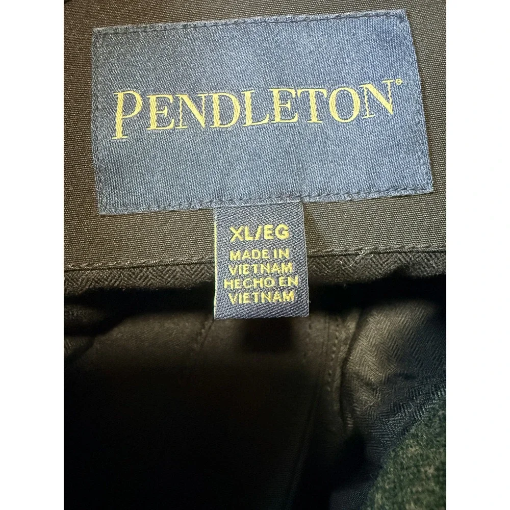 PENDLETON - Men's Wool Blend Insulated Full Zip Vest - Green Black Striped - XL